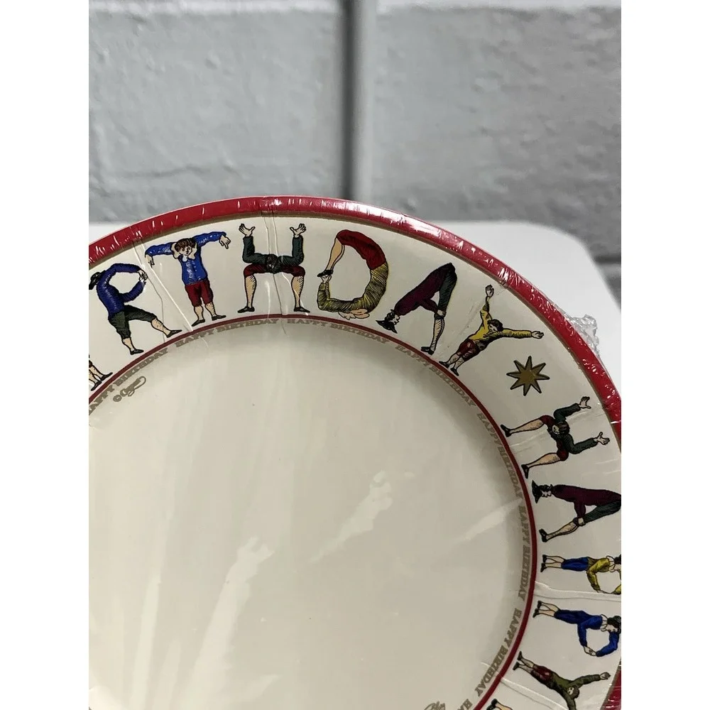 Williamsburg Caspari Round Paper Salad Plates Happy Birthday Hotch Potch Sealed